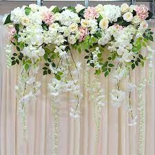 Artificial Flower Row Orchid Flower Vine Wisteria Diy Wedding Arch Decor Platform Background Flower Wall Window Road Lead Floral Fake Flowers Flower Decorations Stage Backdrop