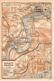 1909 schaffhausen switzerland antique map schafuuse schweiz rhine falls neuhausen am rheinfall feuerthalen german vintage lithograph map of switzerland old maps map
