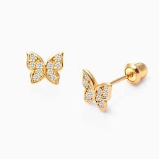 Beautiful Little Butterfly Baby Children S Earrings Screw Back 14k Gold Childrens Earrings Baby Earrings Earrings