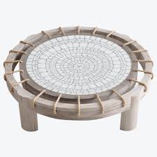 • solid timber coffee table • dulux preplock shellac based stain blocker (spray) or similar • dulux design metallic in neutral intrigue (silver) • mosaic tile sheets in pearl white. Piatro Mosaic Coffee Table Rope Kelly Behun The Invisible Collection