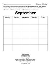 Behavior Chart Monthly Calendar Education Behaviour