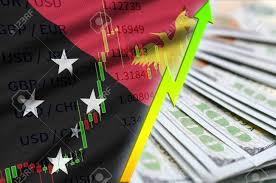 Papua New Guinea Flag And Chart Growing Us Dollar Position With