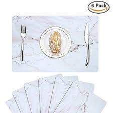 Lot De 6 Sets De Table En Pp Sets De Table De Cuisine Manger Piece Manique Lavable Antiderapant Anti Tache Etanc Motif De Marbre Table De Cuisine Sets De Table