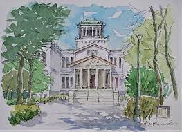 ペン彩画 ペン画淡彩風景画 大倉山記念館 清友典一 art art inspo painting