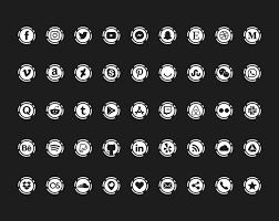 45 Circle Social Media Icons Round Blog Buttons Grey Black White Ring Social Network Website Vector Graphics Facebook Instagram Twitter Social Media Icons Media Icon Social Network Icons
