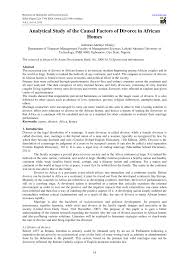 Pdf Analytical Study Of The Causal Factors Of Divorce In African Homes