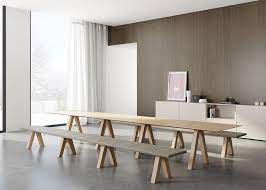 The trestle table is an ancient breed that was once prized for its ease of transport and assembly—largely because it was simply made with a couple of supports and a top that was quick to. John Pawson S Minimal Oak Furniture Sits On V Shaped Legs