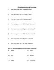 The mole is a standard si unit used primarily by chemistry. Mole Calculations And Answers Mole Calculation Worksheet 1 How Many Moles Are In 15 Grams Of Lithium 2 How Many Grams Are In 2 4 Moles Of Sulfur 3 How Course Hero