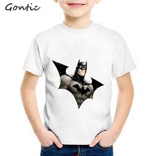 Super Hero Cartoon T Shirts Boys Spiderman Captain America Avengers Funny Kids Tshirt Batman Short Sleeve Cotton Boys Clothing