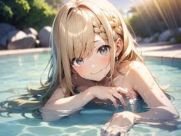 Shiina mahiru, medium breast, long hair, rule 34, nude, anime girl in a  pool wit - SeaArt AI
