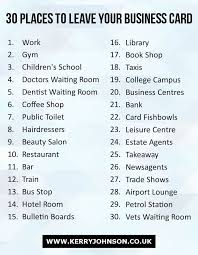 30 Places To Leave Your Business Card Creative Marketing Ideas Digital Marketing Advertising I Business Checklist Small Business Plan Business Marketing