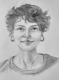 Portrait study in graphite and white chalk