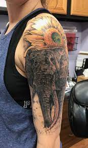Bull Elephant Wildlife African Tattoo Girl Arm Tattoos Girl Shoulder Tattoos Elephant Head Tattoo
