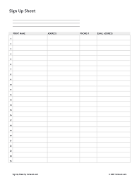 Printable Sign Up Sheets Sign Up Sheets Sign In Sheet Template Printable Signs