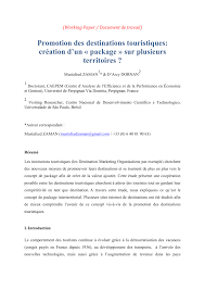 Il s'agit d'une philosophie proche des fondamentaux. Pdf Promotion Des Destinations Touristiques Creation D Un Package Sur Plusieurs Territoires