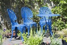 A Horizontal Image Of Blue Painted Wrought Iron Garden Furniture Cast Iron Garden Furniture Painted Garden Furniture Wrought Iron Patio Furniture