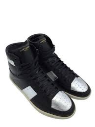 Black And Silver High Top Sneakers Mens Ysl Saint Laurent Sl 10h Sneakers Black Metallic Silver Sz 9 Bnib Ds Sneakers Sneakers Black Sneakers Men