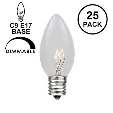 25 Pack Of Transparent Clear C9 Christmas Replacement Lamps