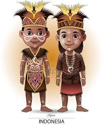 Papua Traditional Cloth Or Costume Kartun Ilustrasi Karakter Gambar Tarian