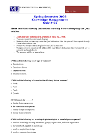 Final Term Quiz Mgmt 630 Pdf Knowledge Management Communications Protocols