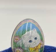 Vintage Easter Egg Metal Tin 2 1/4'' Candy Container Kitten | eBay