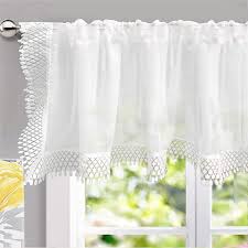 · top quality service · top quality service Amazon Com Driftaway Ava Voile Sheer Curtain Valance With Lace And Crochet Trim Soft White Voile Chiffon Plain Sheer Window Valance Curtain Panel For Small Window And Kitchen Single 60 Inch By 18