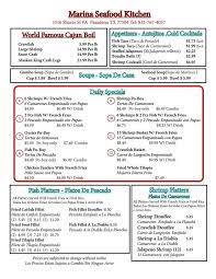 Enter the home to find a soaring ceiling, ornate moldings, & solid wood floors extending into an elegant dining room with 10' ceilings & beadboard walls, and a spacious family room with gas log fireplace & wall to wall windows with. Online Menu Of Marina Seafood Kitchen Pasadena Tx