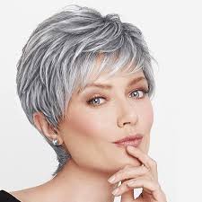 Becus Short Grey Wigs for Women Short Pixie Wigs with Fringe Fluffy Layered  Synthtic Short Hair Wig for Ladies UK (Ombre Sliver Grey): Buy Online at ...