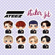 Ateez Wonderland Chibi Kpop Sticker Set Etsy Printable Stickers Print Stickers Chibi