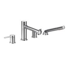 If your bathtub has a showerhead, your shower valve redirects water from the showerhead to the tub faucet. Moen Align Diverter Roman Tub Faucet With Hand Shower Chrome Valve Sold Separately T394 Rona