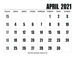 Lunar calendar for april 2021. April 2021 Calendar Template Free Printable Calendar Com