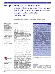 In 2002, the joint commission, an organization that accredits healthcare organizations and programs, established the national patient safety goals program to assist. Pdf Safety Culture Perceptions Of Pharmacists In Malaysian Hospitals And Health Clinics A Multicentre Assessment Using The Safety Attitudes Questionnaire