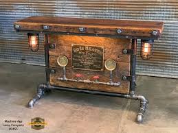 Steampunk Industrial Bar Hostess Stand Table Pub Buffet 131 Steampunk Table Barn Wood Industrial Table