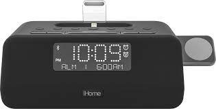 Ihome has unveiled a new speakerphone alarm clock radio with a charging dock for the iphone and the apple watch. Ihome Fm Docking Dual Alarm Clock Radio With Apple Watch Charger Black Iplwbt5bc Best Buy