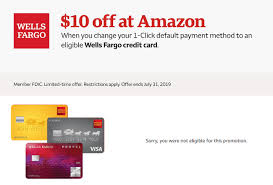Explore our special credit card offers and take advantage of the latest promotions. Amazon 1 Click Default Payment Promotion Get 10 Amazon Statement Credit With Wells Fargo Credit Card Targeted