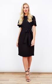 Short Sleeved Black Middle Tie Dress By Bella And Blue