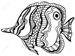 Make a coloring book with fish scale page for one click. Tropical Fish Coloring Page Anti Stress Coloring For Adult And Royalty Free Cliparts Vectors And Stock Illustration Image 141286102