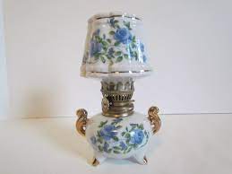 Check spelling or type a new query. Small Vintage Ceramic Oil Lamp Blue And White Floral Decorative Tabletop Shelf Lamp Oil Lamps Lamp Shelf Lamp