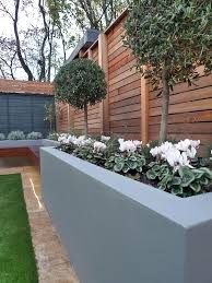 Modern Garden Design Fence Grey Colour Scheme Planting Topiary Easi Grass London Dulwich Streatham Chels Modern Garden Modern Garden Design Small Garden Design