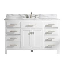 Usually, double sink vanities usually, double sink vanities require a minimum width of 48 inches but are more common in standard sizes of 54 or 60 inches wide. Design Element Valentino 54 In White Undermount Single Sink Bathroom Vanity With White Natural Marble Top In The Bathroom Vanities With Tops Department At Lowes Com