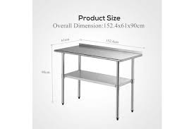 Some kitchen designs include a table height seating area. Advwin Stainless Steel Kitchen Benches Work Bench Food Prep Table Double Layer Workbench For Dining Room Home And Hotel With Baffles 152 4 61 90cm Matt Blatt
