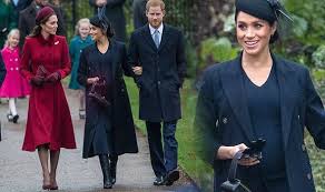 Prince harry was very protective of his meghan's amazing style was on display and so was the very beginning of her baby bump. Meghan Markle News Pregnant Meghan And Prince Harry Join Royals For Christmas Church Serv Royal News Express Co Uk