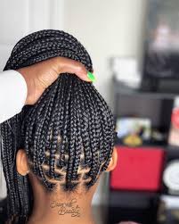Black And Gray Knotless Braids Yes They Can Go Into A Ponytail Asap They Don T Hurt Knotlessbraids Knotless Single Braids Hairstyles African Braids Hairstyles Natural Hair Styles