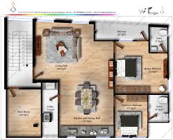 2bhk Floor Plan Design And Render Rendered Floor Plan Interior Design Plan Floor Plan Design