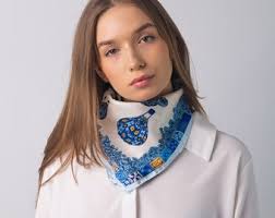 Cats Empire Blue Silk Scarf