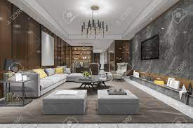 100+ top designer dining rooms. 3d Rendering Modern Dining Room And Living Room With Luxury Decor Stock Photo Picture And Royalty Free Image Image 104668889