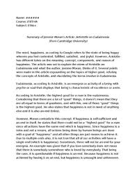 Summary of Jerome Moran's Aristotle