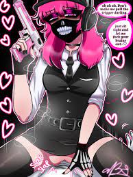 anon artist self-insert artist signature cowgirl cowgirl position  cute deth cute deth(artist) cute deth(character) desert eagle faceless male  femdom gun headphones mask moaning moaning in pain no panties oc