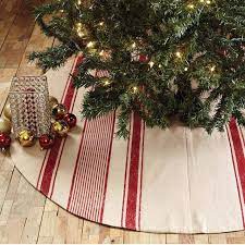 We Love The Down Home Feel Of The Linen Fabric Accented With Christmas Red Grain Stripes In Christmas Decorations Farmhouse Christmas Decor Farmhouse Christmas