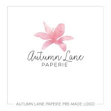 Pink Watercolor Flower Logo Autumn Lane Paperie Flower Logo Watercolor Logo Design Watercolor Branding